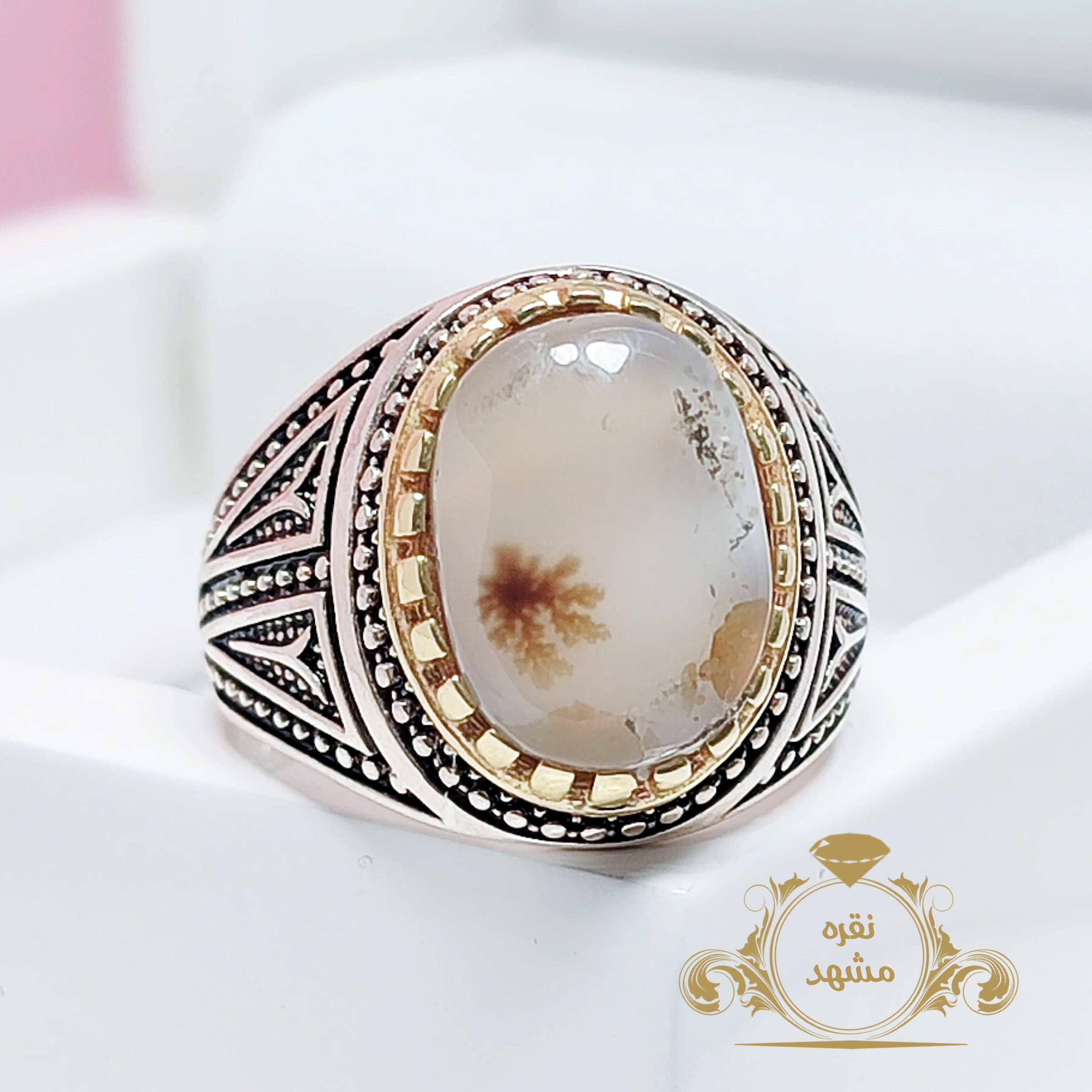 انگشتر شجر تک گل اصل و معدنی نقره مردانه