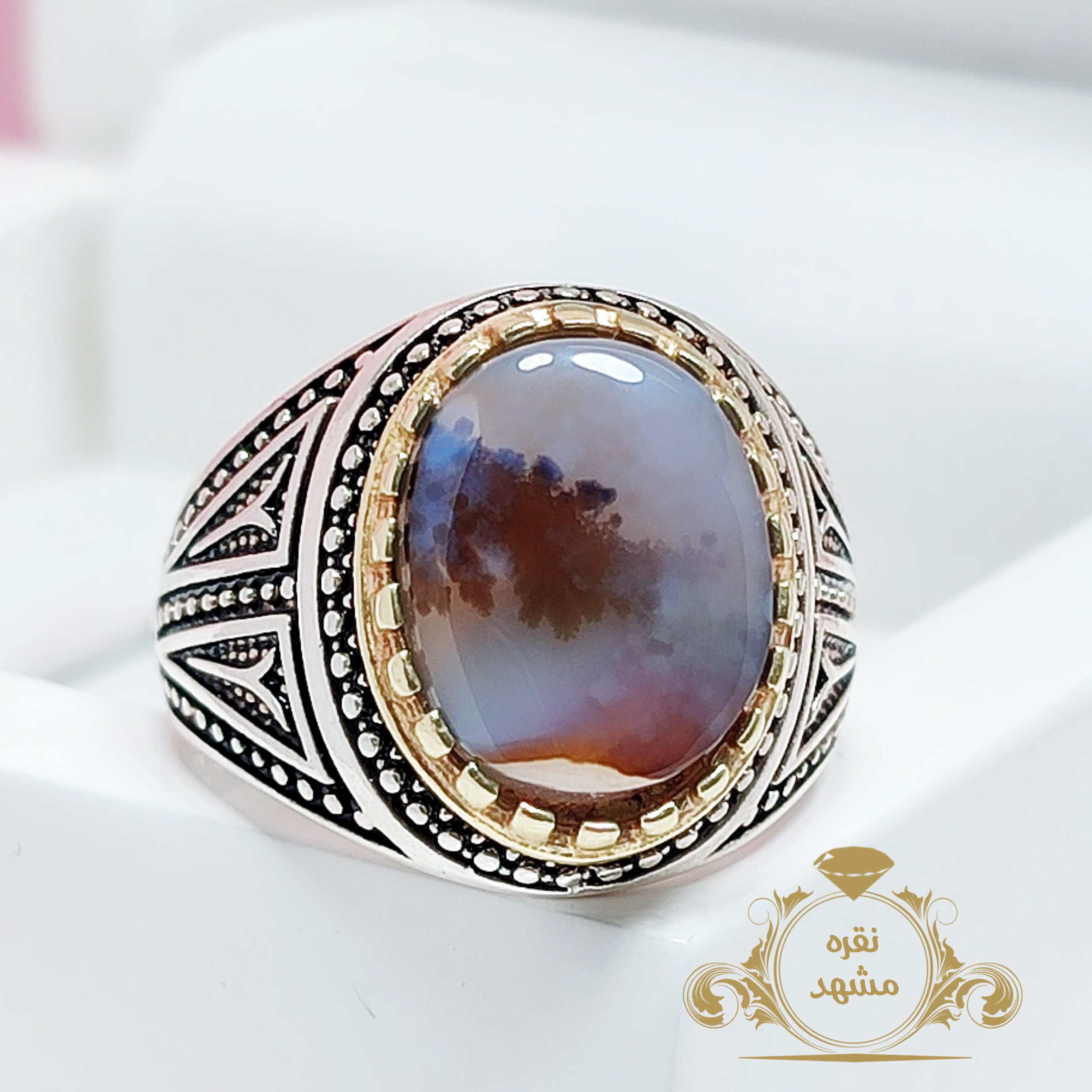انگشتر اصل مردانه شجر بهاره کبود گل قهوه ای