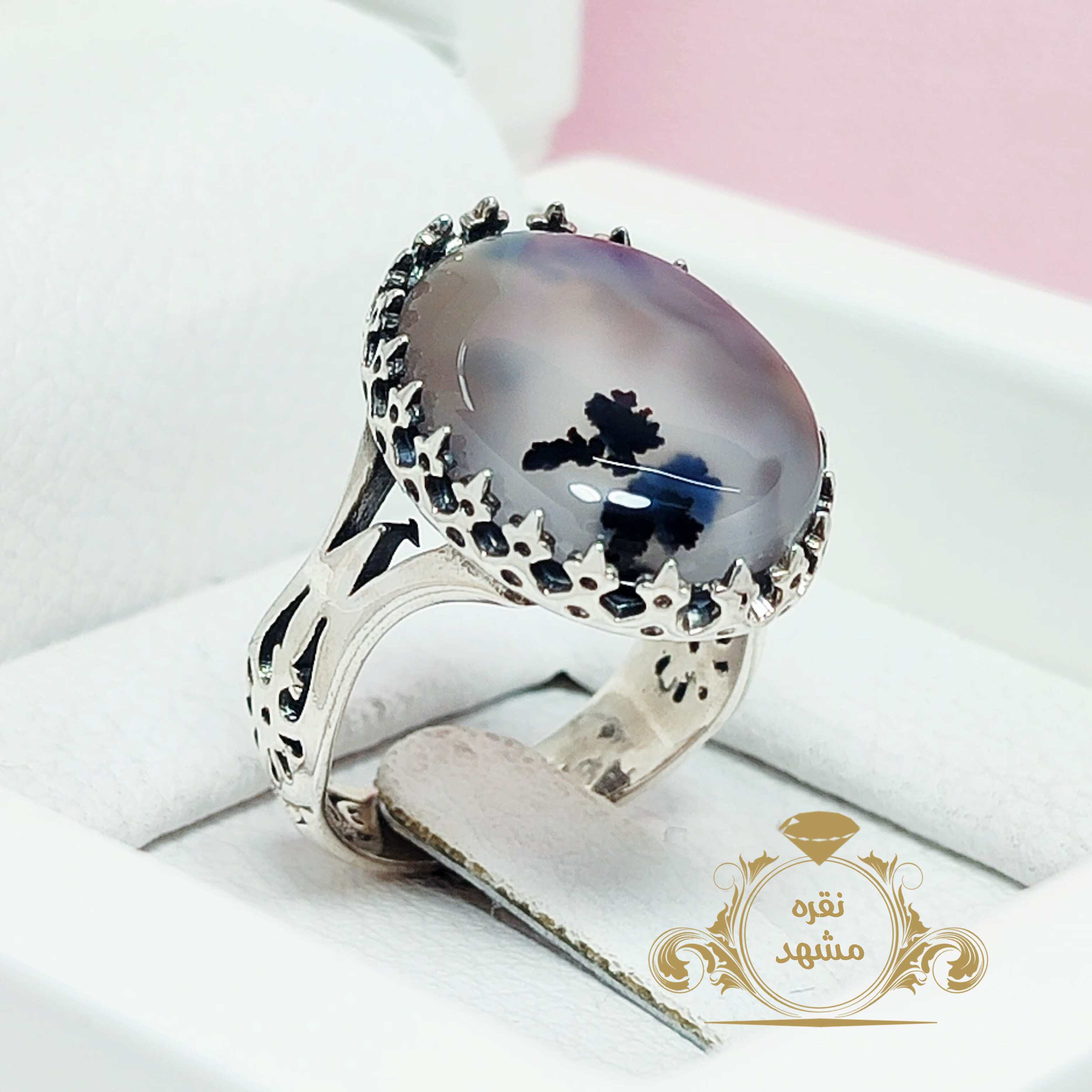 انگشتر شجر تک گل عقیق نباتی