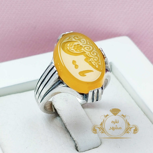 انگشتر با ذکر یاحسین نگین عقیق زرد
