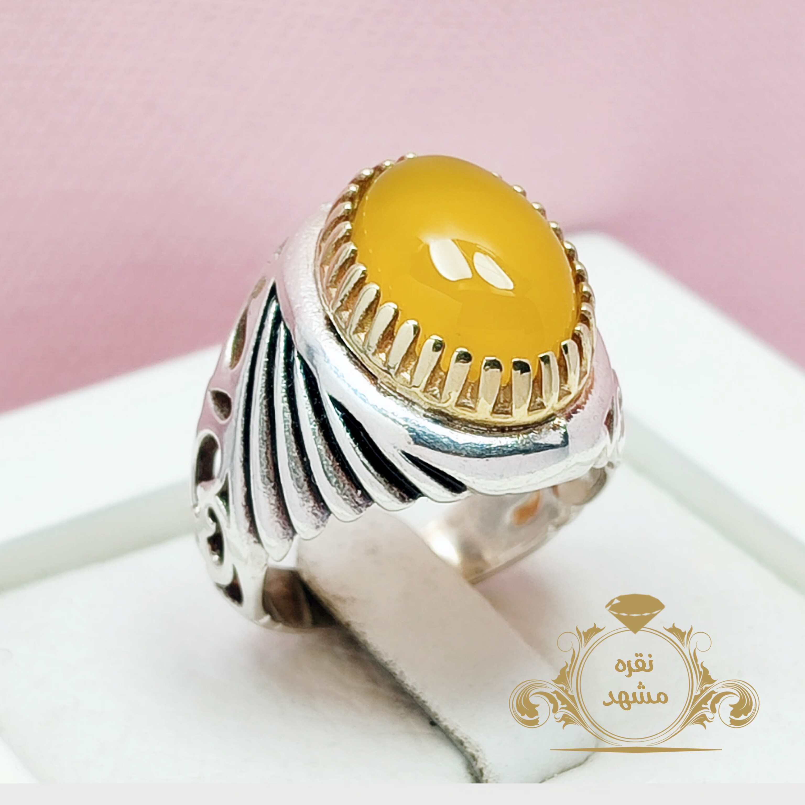 انگشتر عقیق زرد جذاب خوش تراش