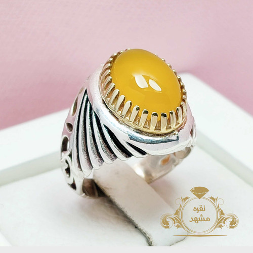 انگشتر عقیق زرد جذاب خوش تراش