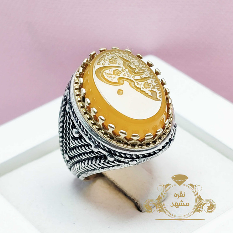 ذکر حسبی الله عقیق زرد حکاکی دست نویس