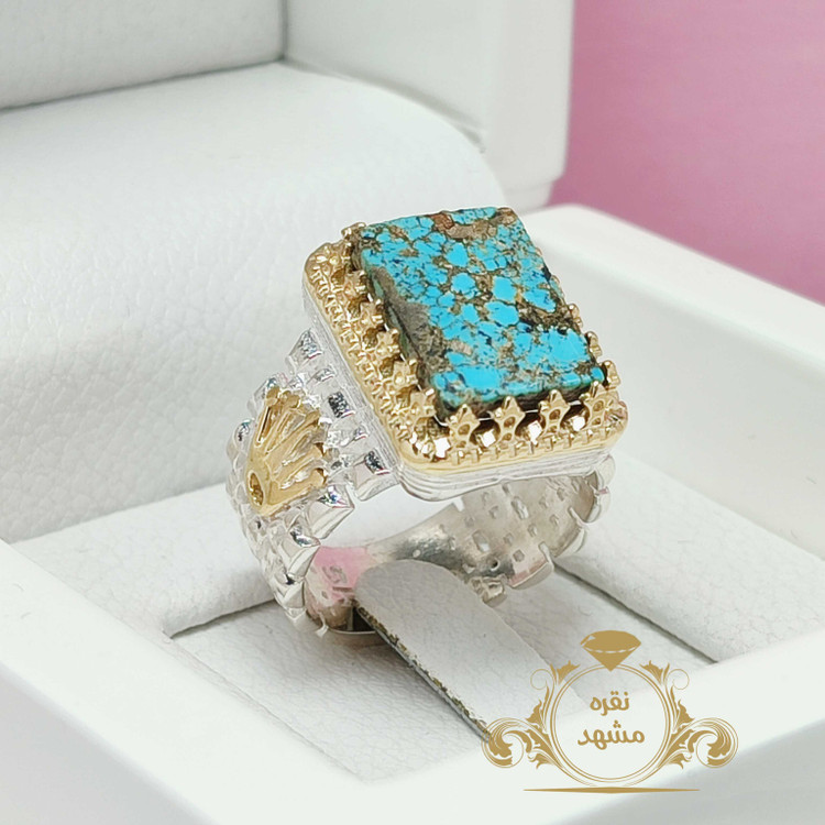 انگشتر فیروزه اصل نیشابور مدل رولکس