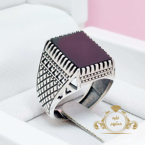 انگشتر مردانه عقیق سیاه با رکاب نقره
