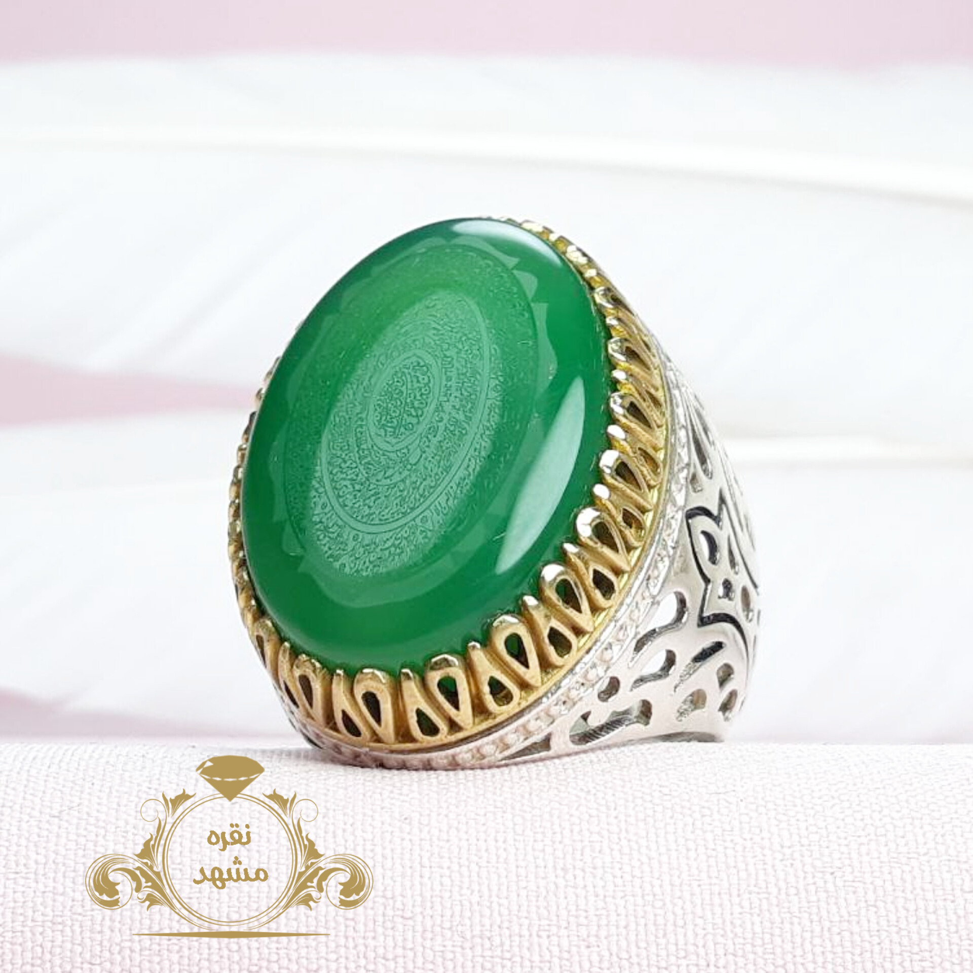 انگشتر 16 ذکر درشت مردانه عقیق سبز اصلی