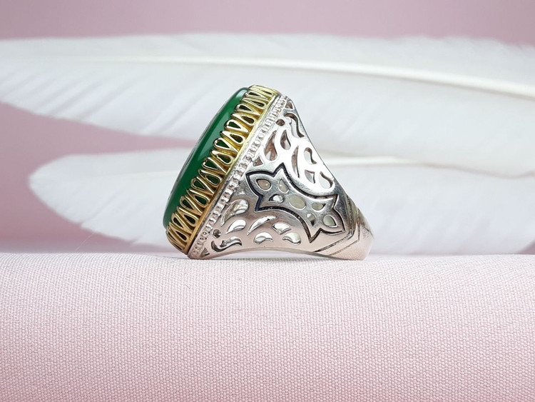 انگشتر 16 ذکر مردانه عقیق سبز اصل