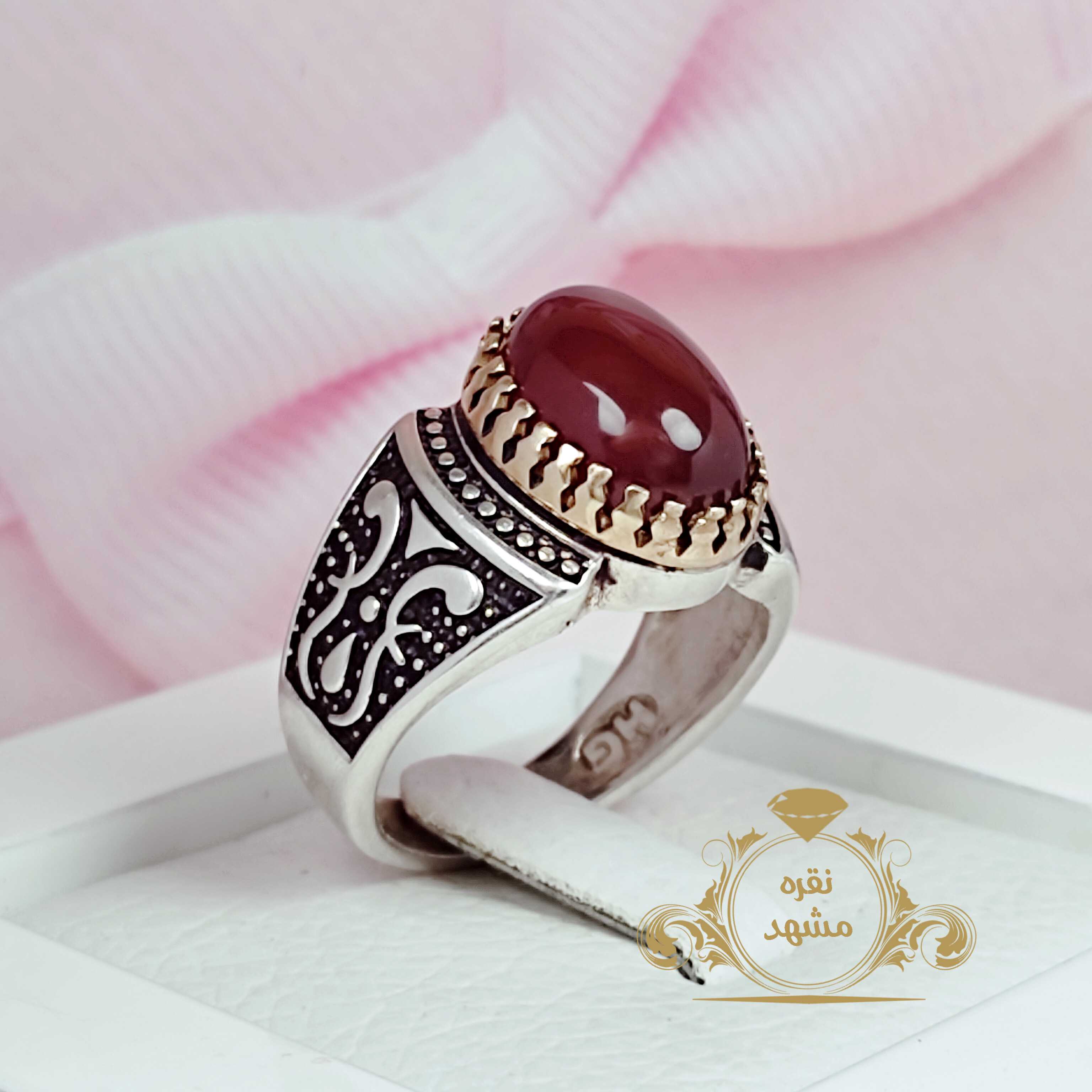 انگشتر عقیق سرخ خراسانی دامله خوش تراش