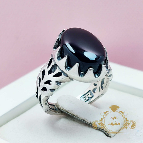 انگشتر عقیق مشکی انگشتر مردانه نقره اصل