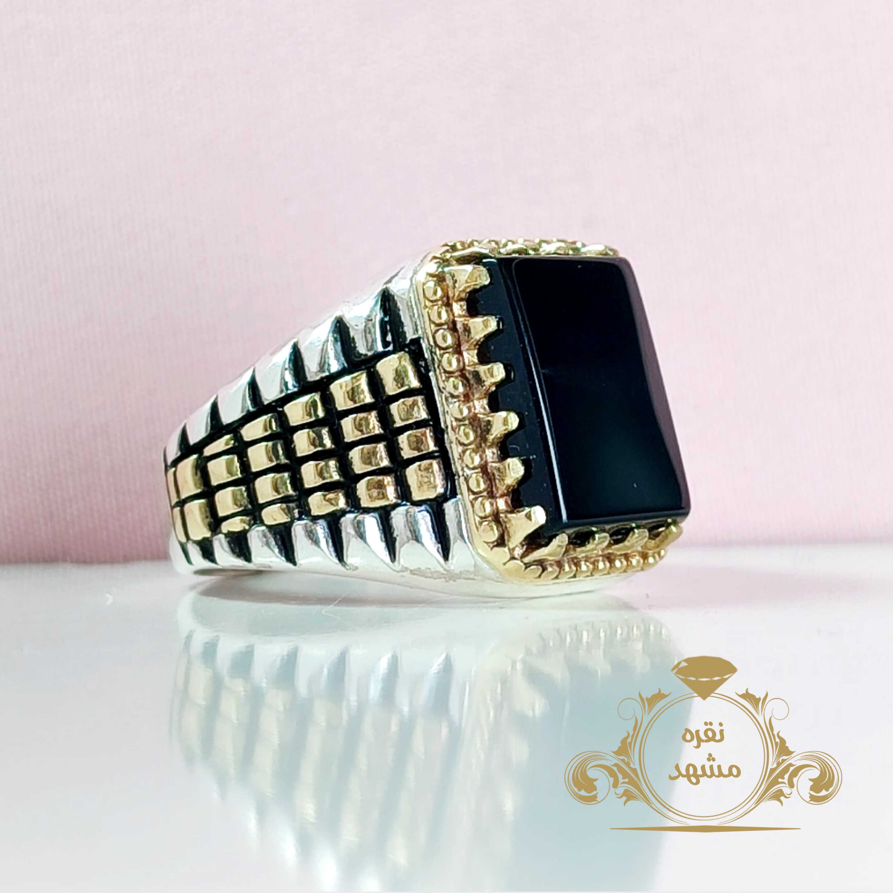 انگشتر رولکس عقیق سیاه مردانه خاص و شیک