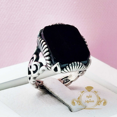 عقیق مشکی اصلی انگشتر مردانه عقیق سیاه