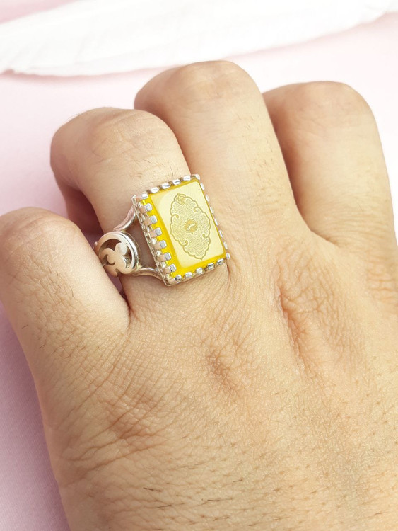 سوره یس انگشتر رهبری عقیق زرد اصلی معدنی