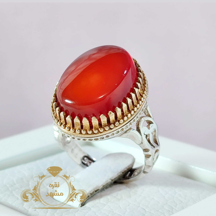 انگشتر رهبری عقیق سرخ اصلی یمن تراش خوشرنگ