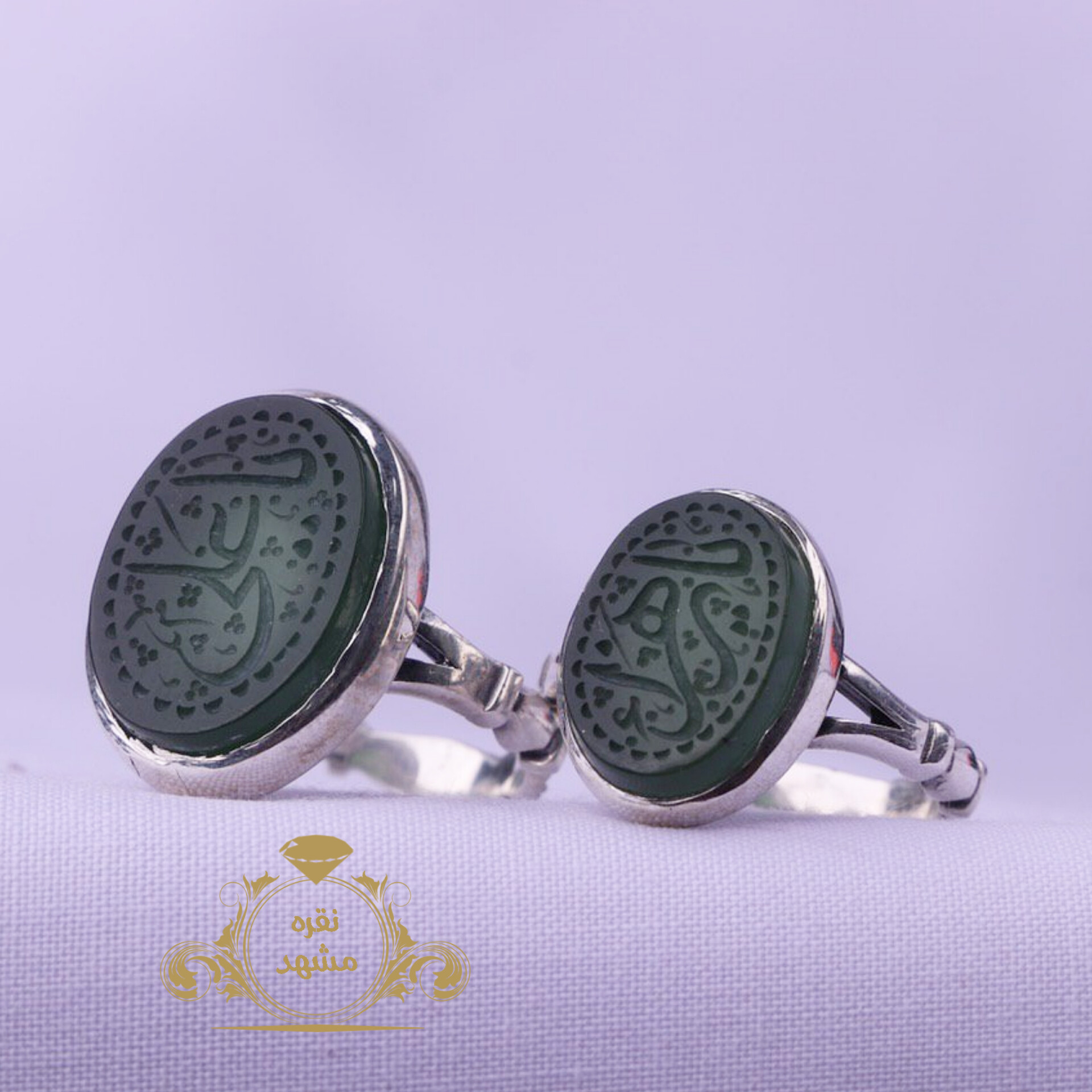 ست انگشتر زنانه مردانه عقیق مشکی اصل ذکر یاعلی یا زهرا