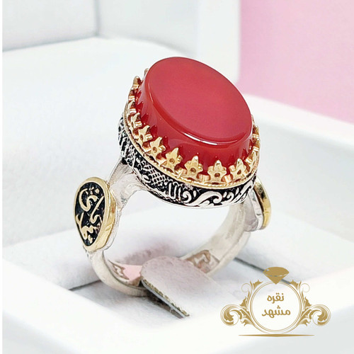 انگشتر مردانه عقیق سرخ اصلی یامهدی رکاب پر فروش