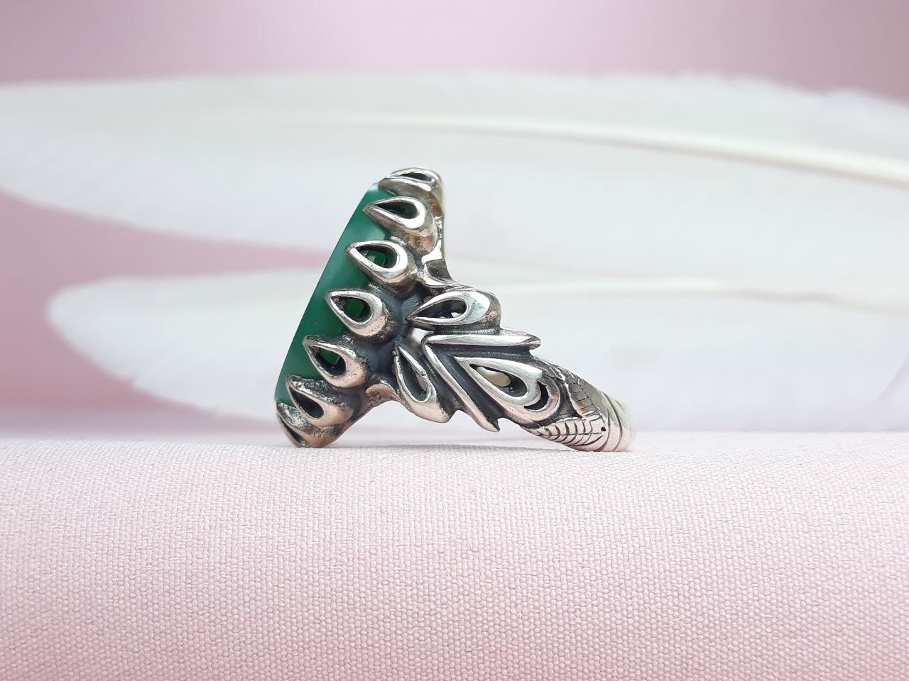 انگشتر خطی مردانه عقیق سبز سید الشهدا