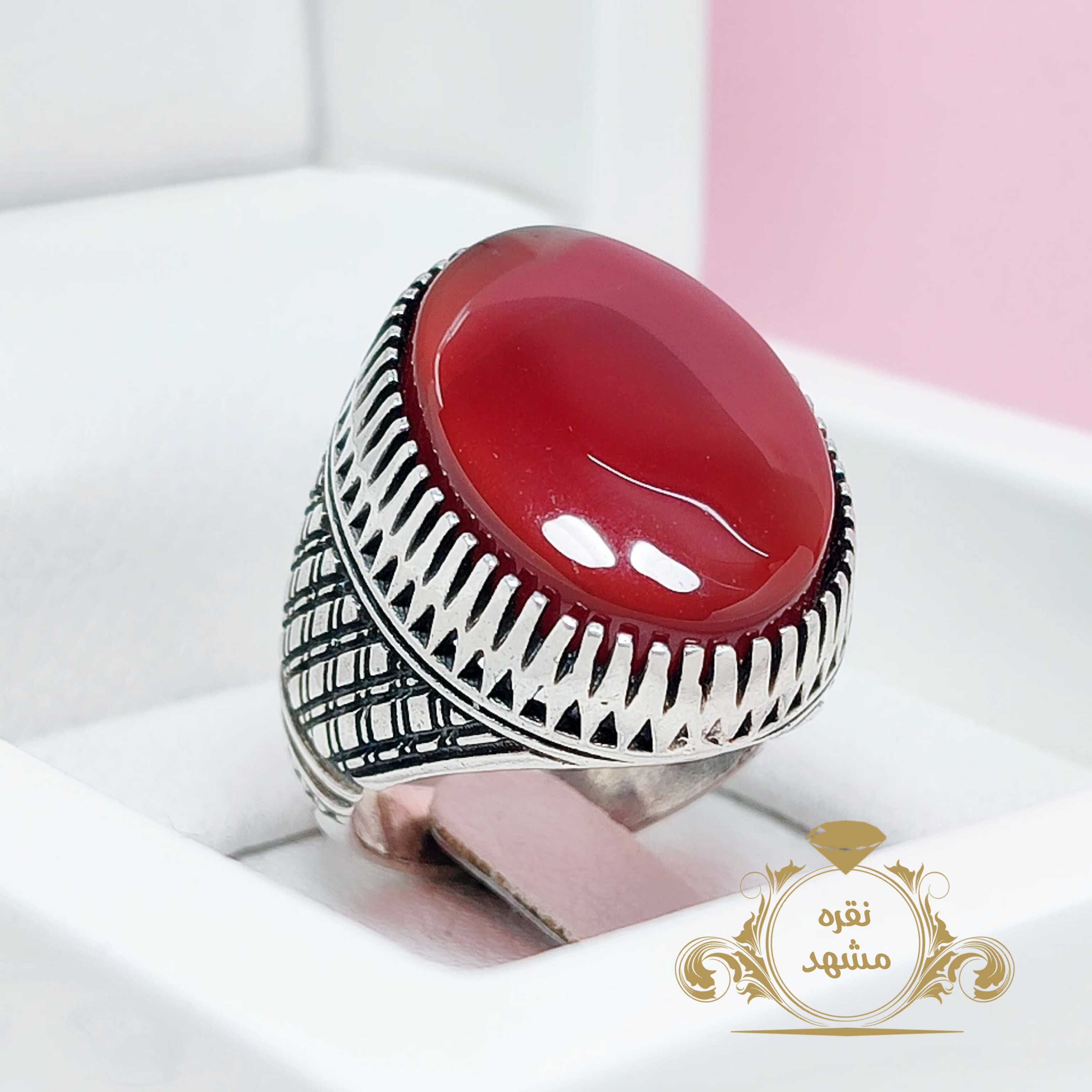انگشتر نقره مردانه عقیق سرخ اصل