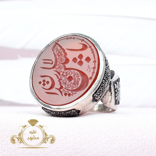 انگشتر حسین سالار شهیدان مردانه عقیق سرخ