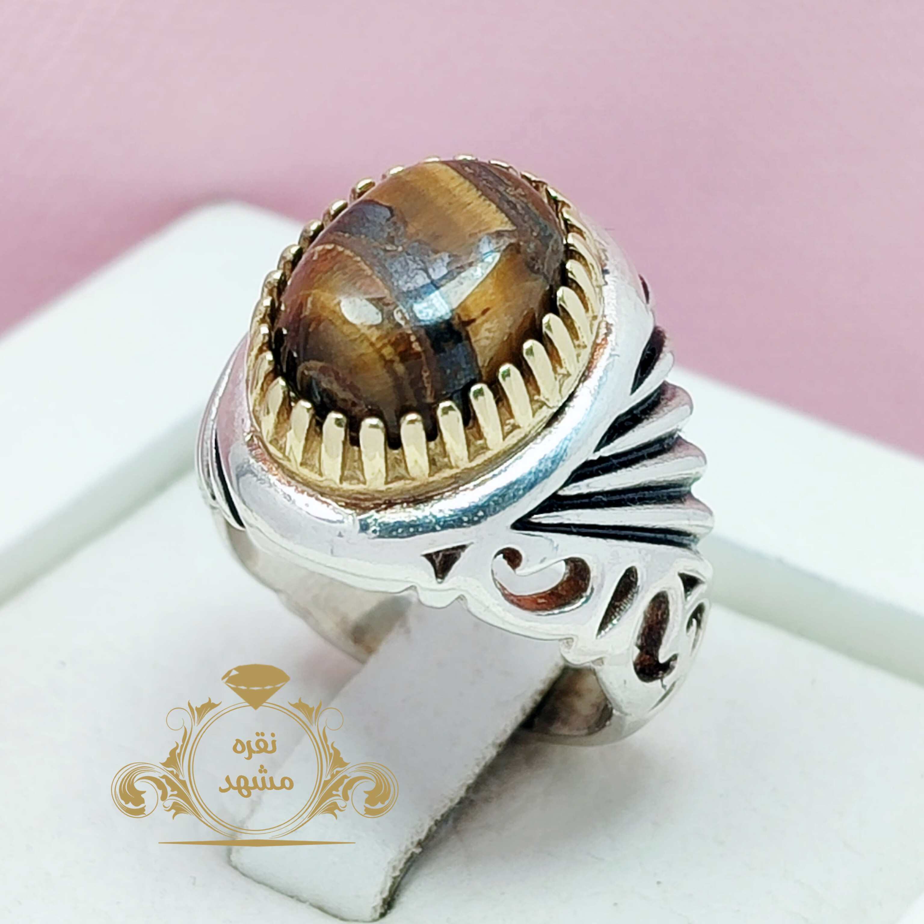 انگشتر مردانه نقره چشم ببر تایگر اصلی 12 گرمی