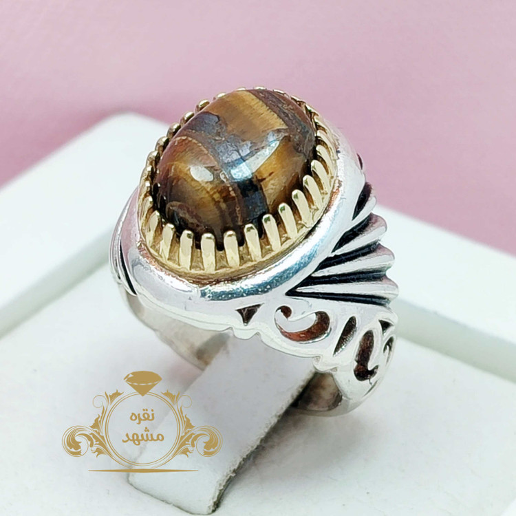 انگشتر مردانه نقره چشم ببر تایگر اصلی 12 گرمی