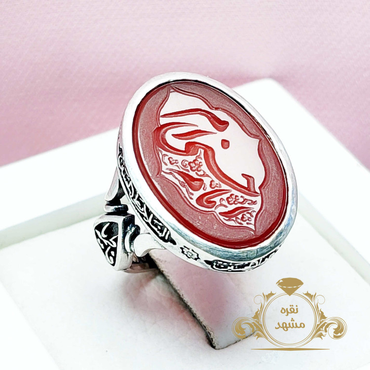 انگشتر ذکر امام حسنی ام عقیق سرخ اصل