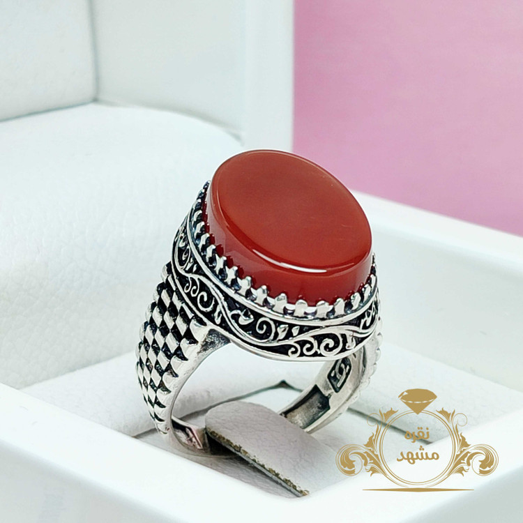 انگشتر عقیق سرخ اصلی نقره مردانه