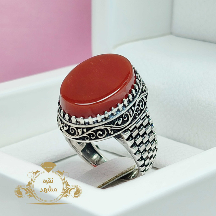 انگشتر عقیق اصلی نقره مردانه عقیق سرخ