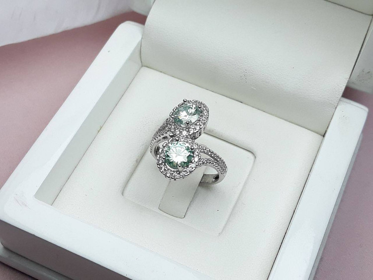 زنانه نقره اصلی نگین موزانایت روکش رادیوم