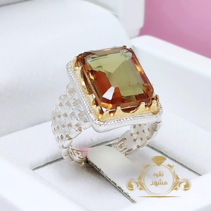 انگشتر مردانه الکساندریت سه رنگ طلایی رکاب روکسی