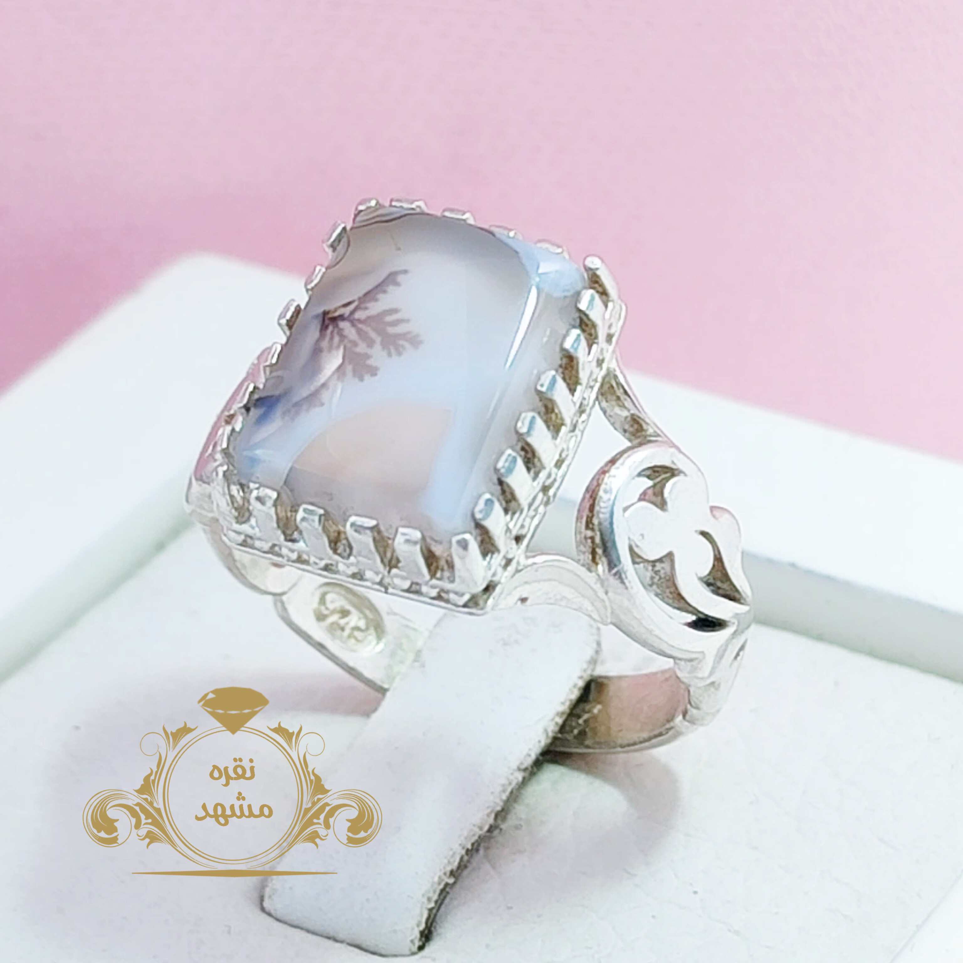 انگشتر رهبری مردانه شجر تک درخت سفید