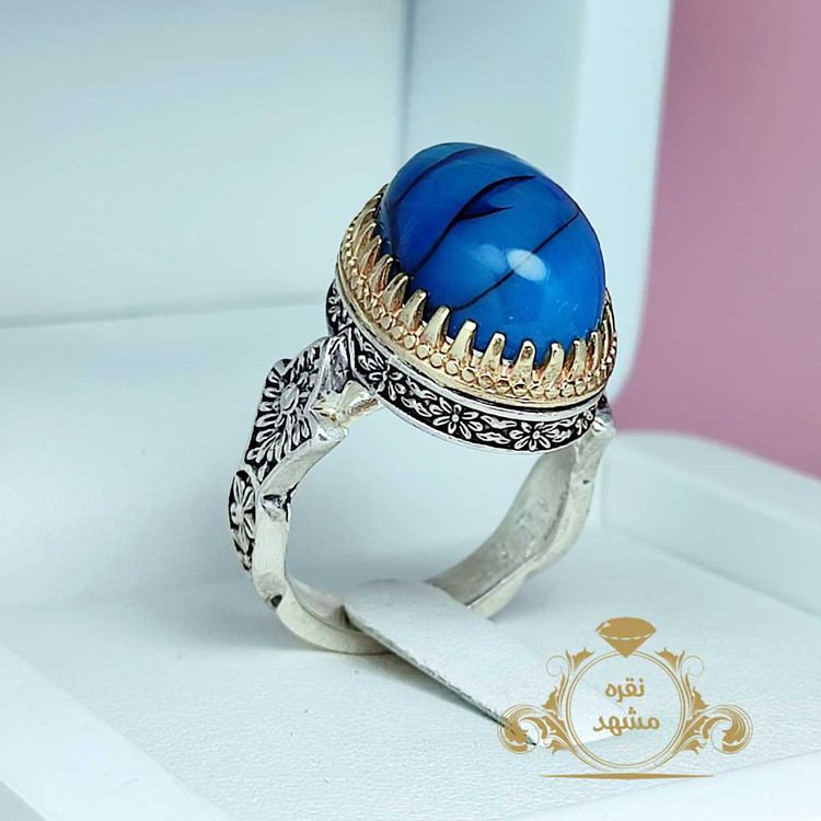 انگشتر دراگون آبی خوشرنگ تراش دامله