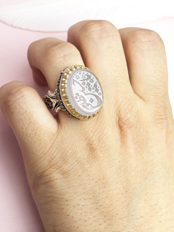 انگشتر یاحسین مظلوم عقیق سوسنی رکاب نقره