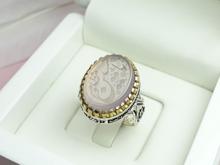 انگشتر یاحسین مظلوم عقیق سوسنی رکاب مذهبی