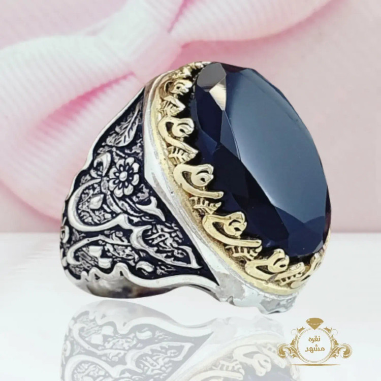 انگشتر مردانه عقیق سیاه تراش جواهر