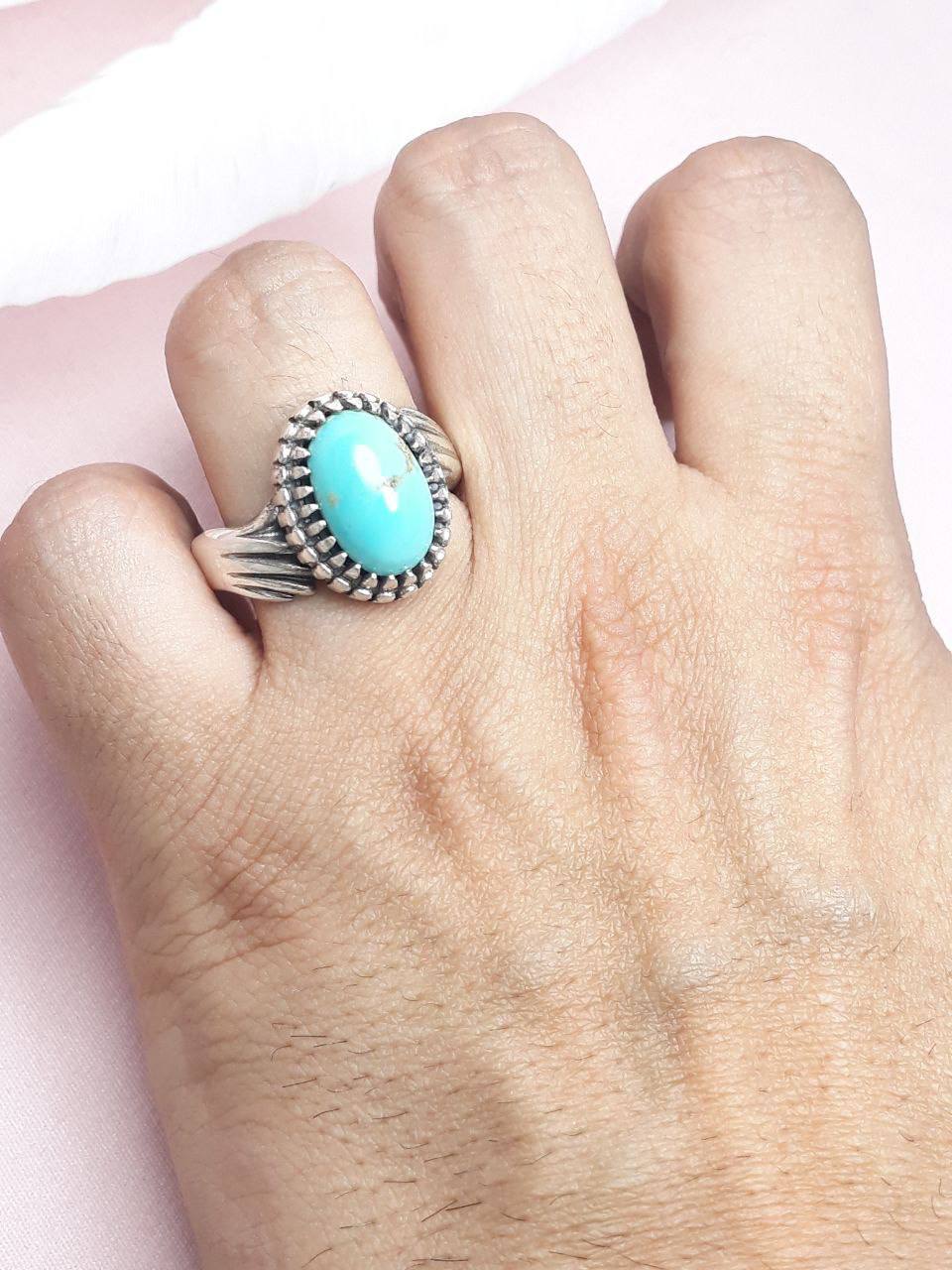 انگشتر فیروزه نیشابوری اصل رکاب مدل دست دلبر