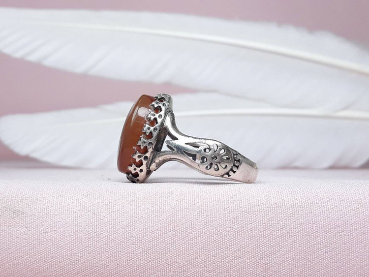 سوره یس عقیق یمنی پرتقالی اصلی حکاکی لیزری