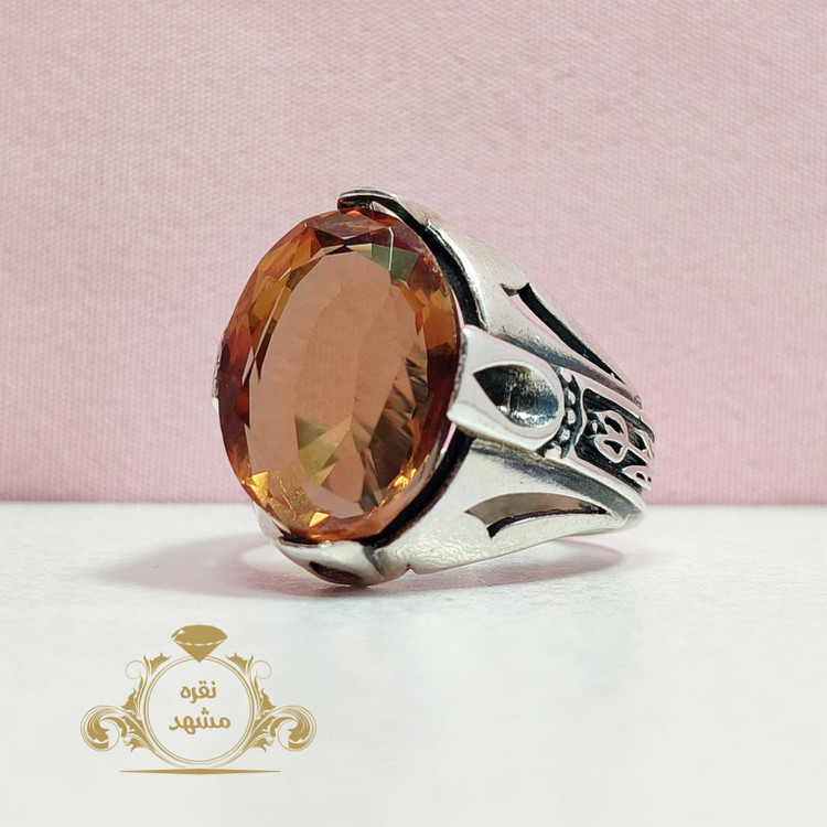 انگشتر الکساندریت سه رنگ مردانه خوش تراش