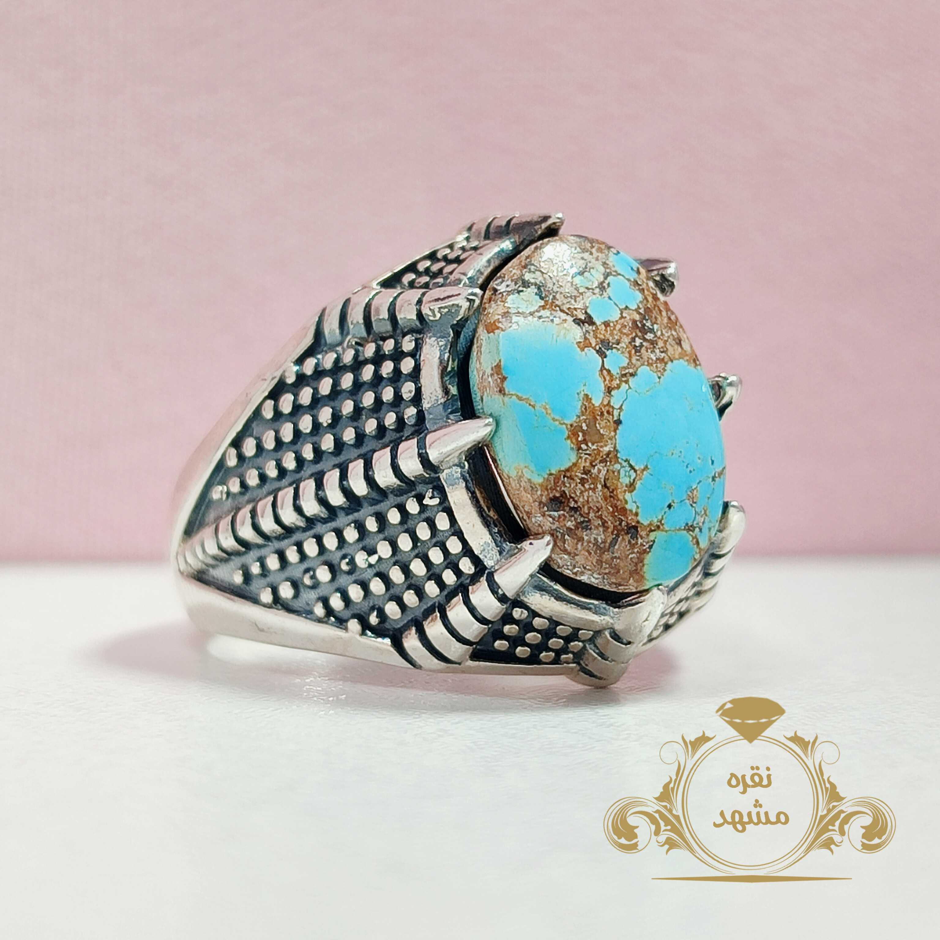 انگشتر فیروزه نیشابوری اصلی مدل پنجه