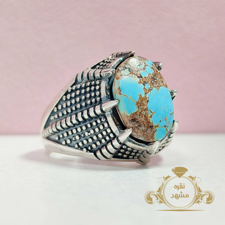 انگشتر فیروزه نیشابوری اصلی مدل پنجه