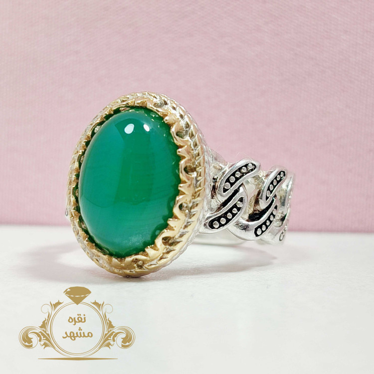 انگشتر زنجیری مردانه عقیق سبز اصلی