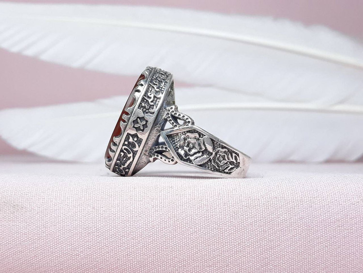 انگشتر عبدالله الحسین عقیق سرخ