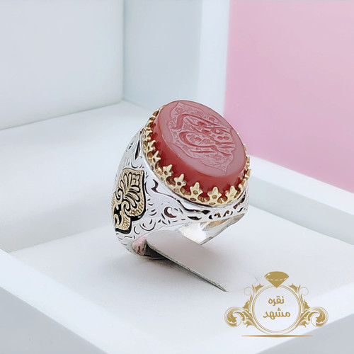 امن المتوکلون عقیق سرخ مردانه رکاب نقره