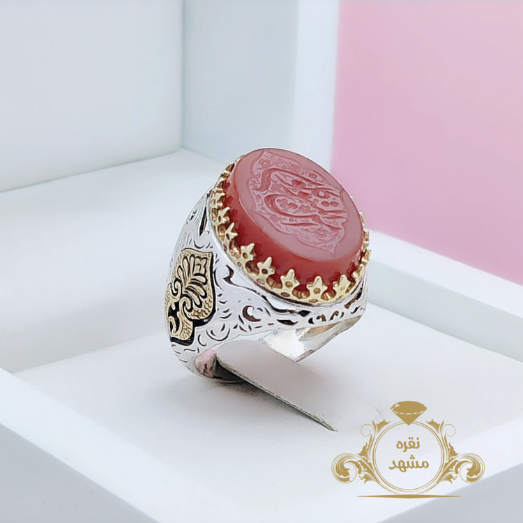 امن المتوکلون عقیق سرخ مردانه رکاب نقره