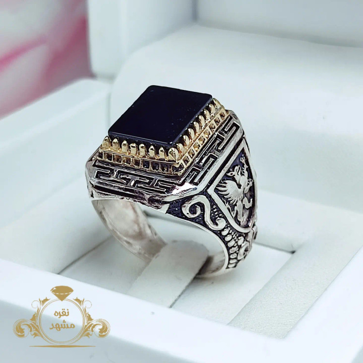 انگشتر مردانه عقیق سیاه اصلی طرح اسپرت