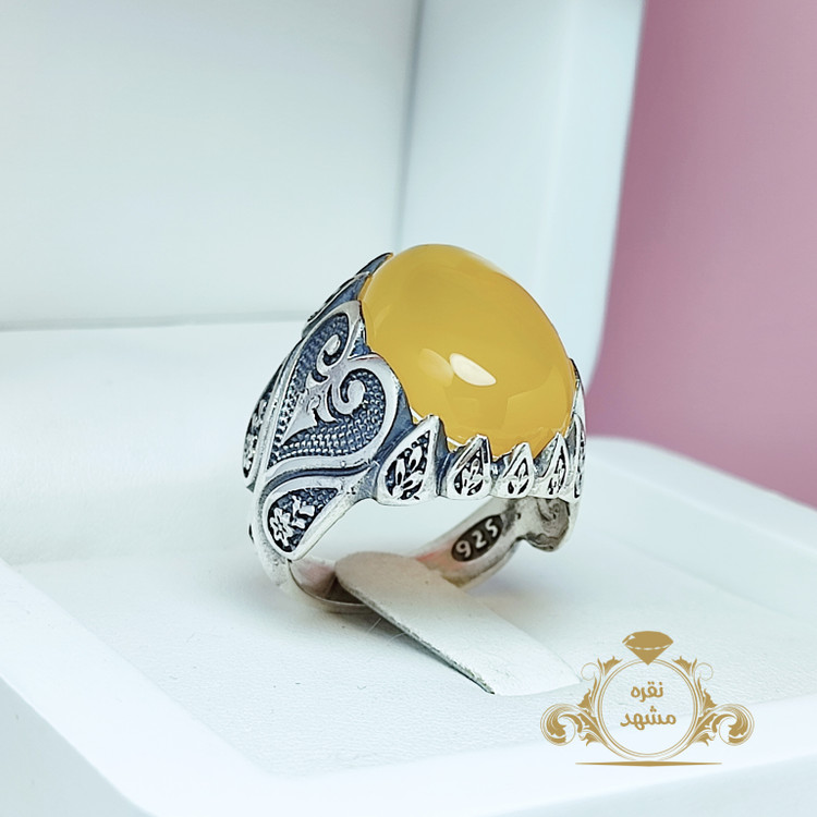 انگشتر مردانه عقیق زرد شرف الشمس اصلی خاص