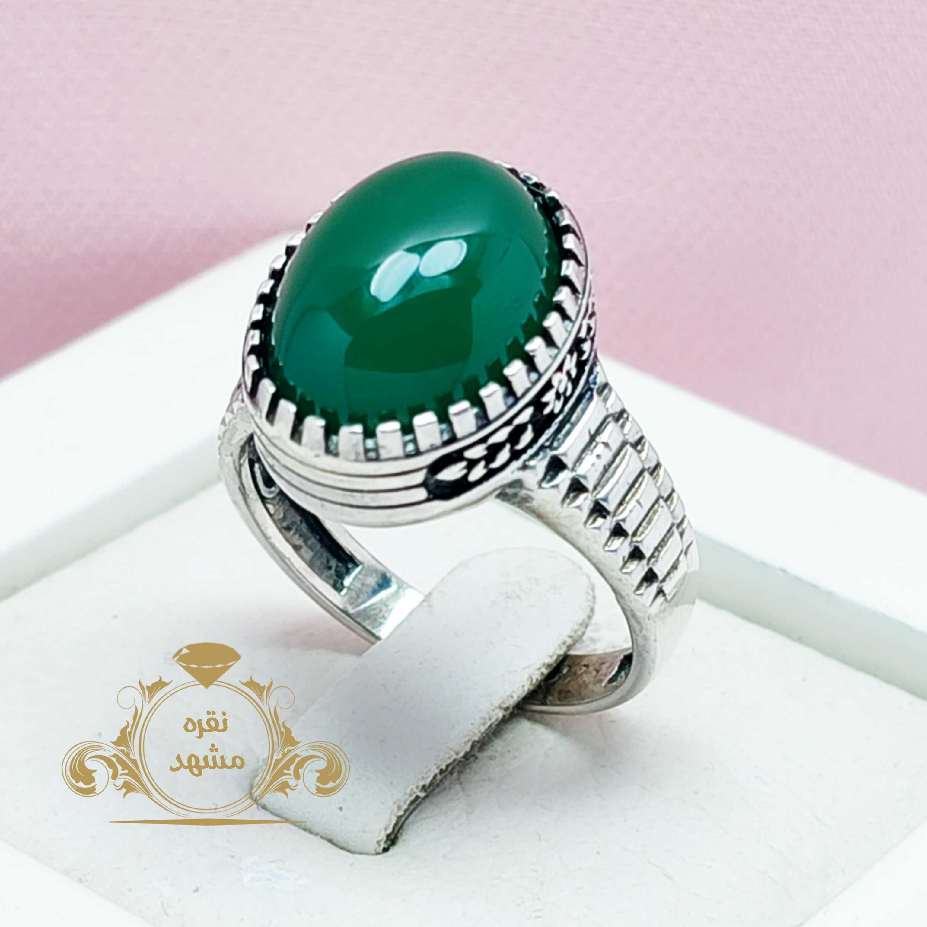 انگشتر مردانه عقیق سبز اصلی خوش رکاب
