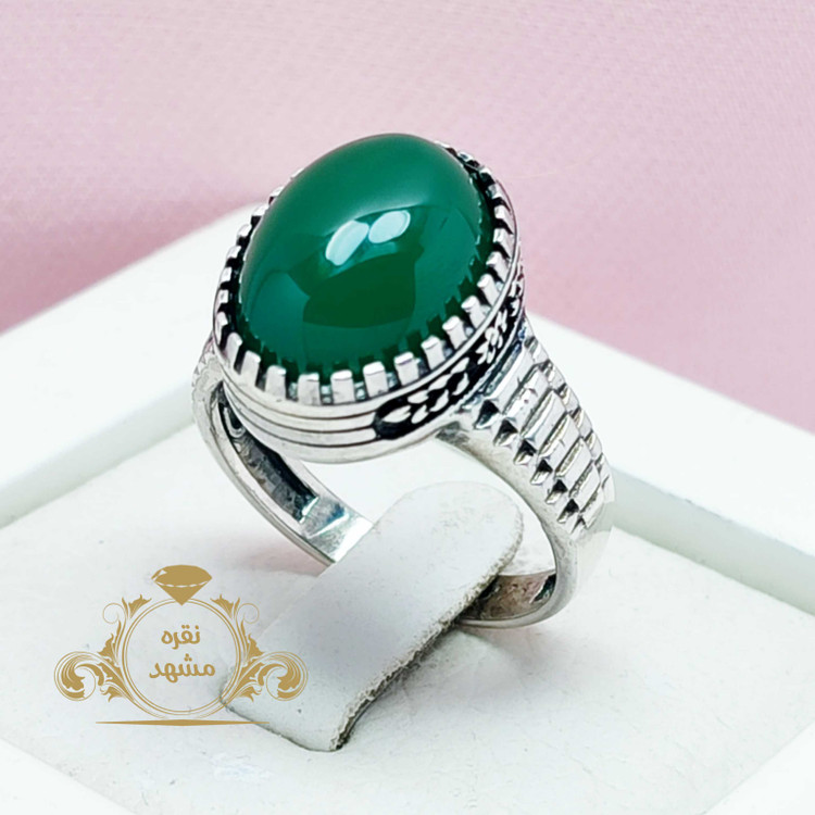 انگشتر مردانه عقیق سبز اصلی خوش رکاب