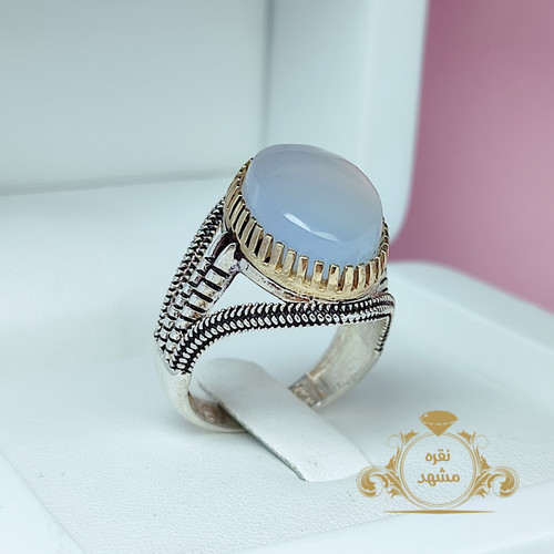 عقیق کبود یمنی انگشتر مردانه نقره اصلی