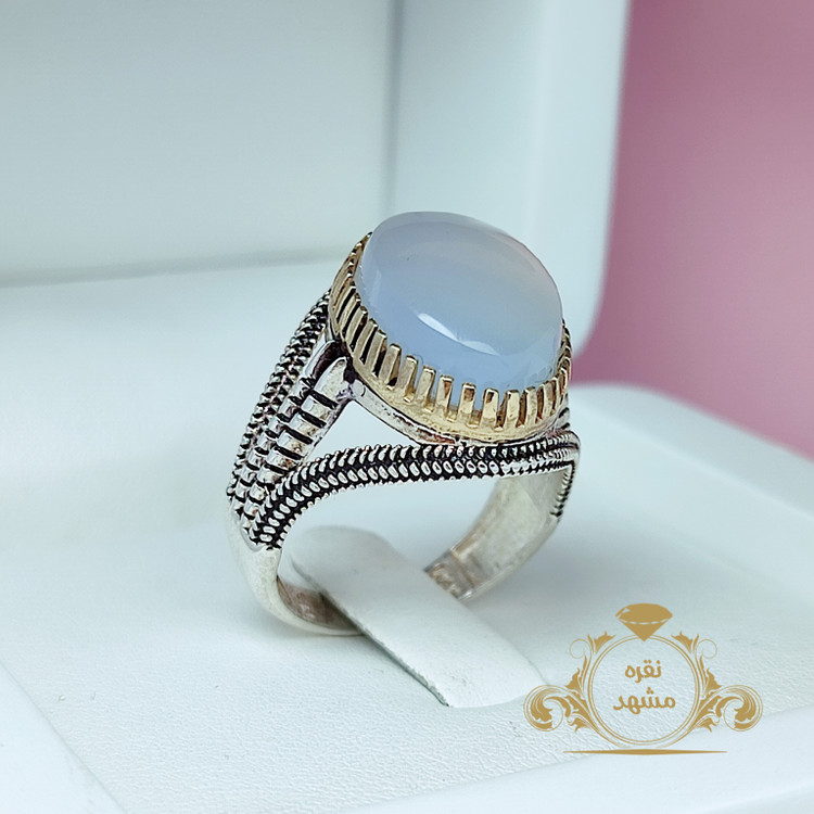 عقیق کبود یمنی انگشتر مردانه نقره اصلی