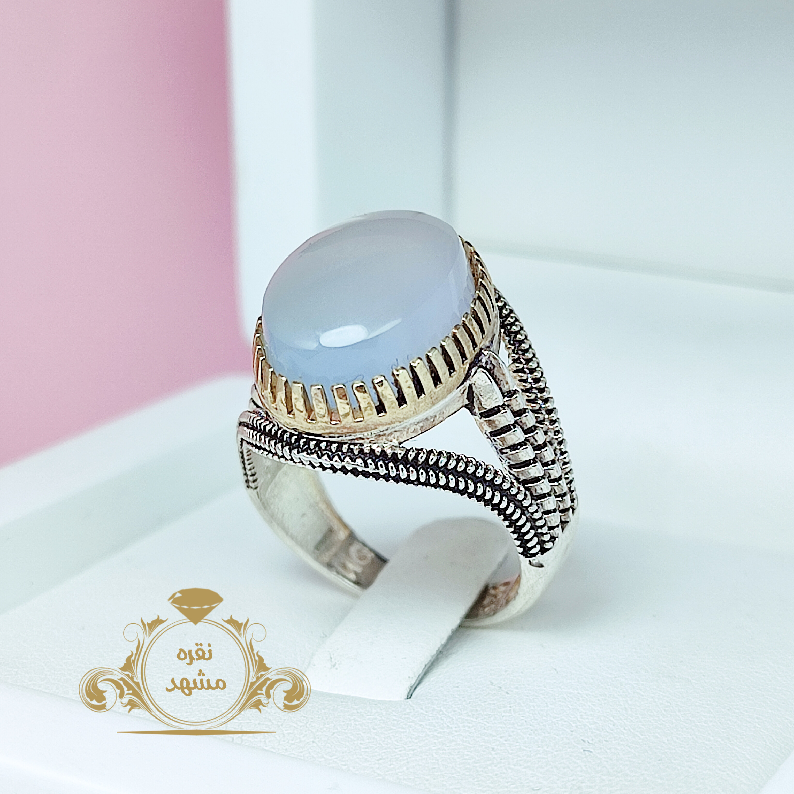 عقیق کبود یمانی انگشتر مردانه نقره اصل